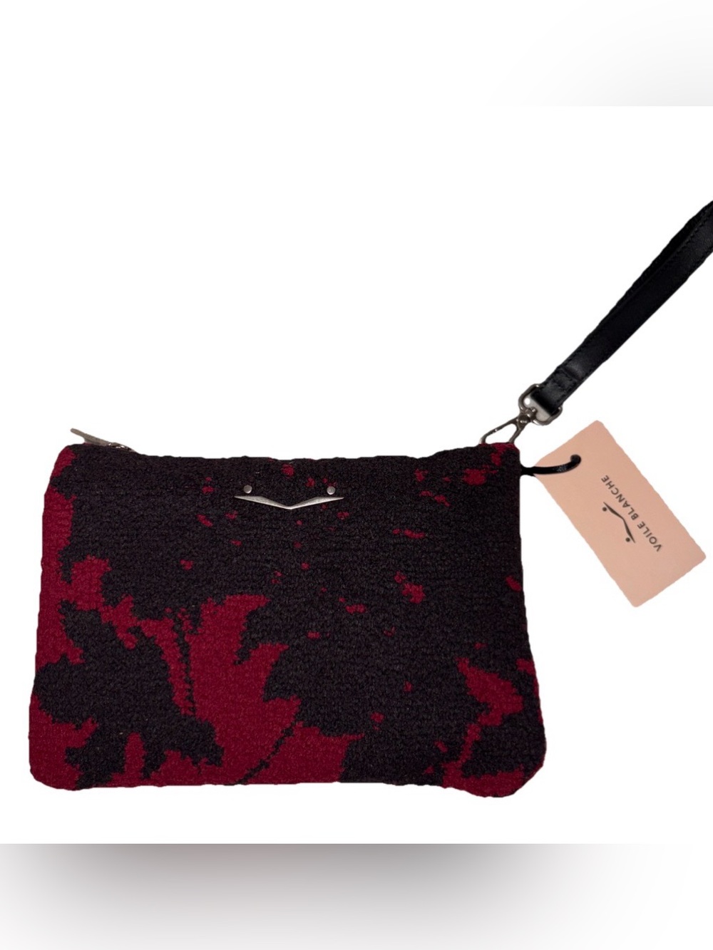 NWT VOILE BLANCHE LES FLEURS Pochette Clutch & Crossbody Bag in Merlot Burgundy